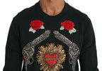 Green Crystal Heart Roses Gun Sweater