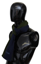 Blue Green Wool Unisex Neck Wrap Shawl Blue