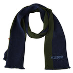 Blue Green Wool Unisex Neck Wrap Shawl Blue