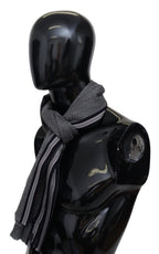 Gray Stripes Pattern 100% Wool Unisex Neck Wrap Scarf