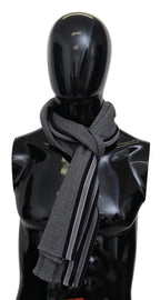 Gray Stripes Pattern 100% Wool Unisex Neck Wrap Scarf