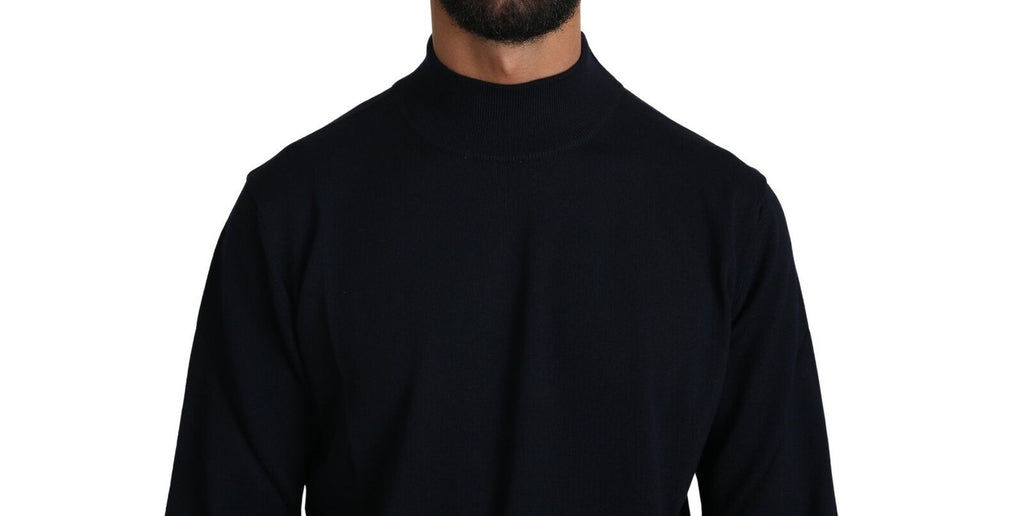 Dark Blue Crewneck Pullover 100% Wool Sweater