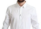 White Cotton Stretch Men Dress Formal Shirt