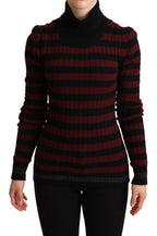 Black Red Striped Wool Pullover Sweater