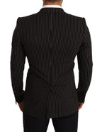 Black White Striped Slim Fit Coat Blazer
