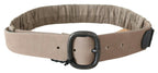 Brown Solid Leather Waist Metal Buckle Belt