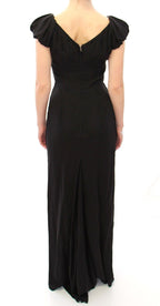 Black Silk Shortsleeve Gown Maxi IT Dress