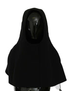 Black Wool Whole Head Hooded Scarf Hat