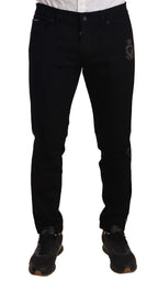 Black Skinny Fit Denim Side Band Jeans Pant