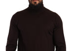 Brown Cashmere Turtleneck Pullover Sweater