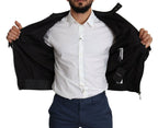 Black Nylon Full Zip Men Bomber Coat Jacket