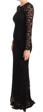 Black Cotton Lace Mermaid Long Sleeves Dress