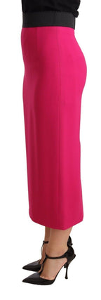 Pink High Waist Stretch Pencil Straight Skirt