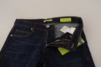 Dark Blue Cotton Low Waist Skinny Denim Jeans