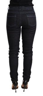 Blue Cotton Low Waist Slim Fit Denim Women Trouser Jeans