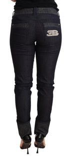 Blue Skinny Folded Hem Denim Trouser Cotton Jeans