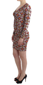 Multicolor Longsleeved Viscose Shift Dress