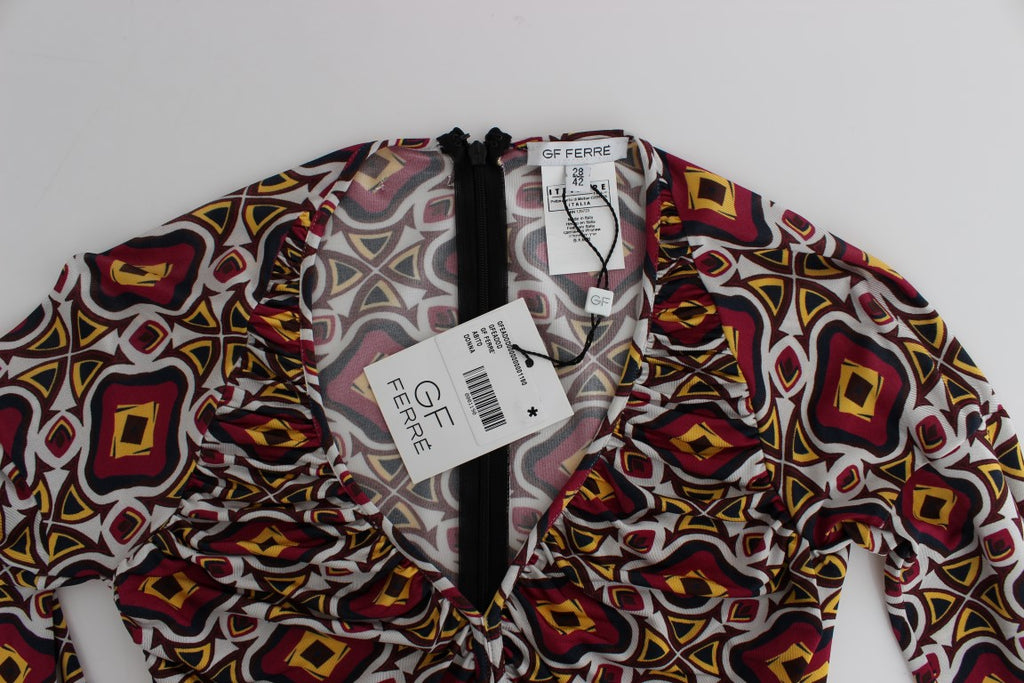 Multicolor Longsleeved Viscose Shift Dress