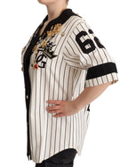 White Cotton Crystal Charms Amore Shirt