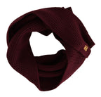 Dark Red Cashmere Logo Wrap Shawl Knitted Scarf