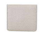 White Dauphine Leather Holder Pocket Wallet Condom Case