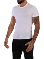 White Round Neck Cotton Stretch T-shirt Underwear