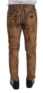 Brown Distressed Cotton Regular Denim Jeans