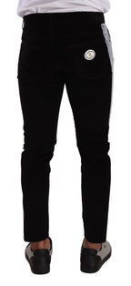 Black Cotton Stretch Skinny Corduroy Jeans