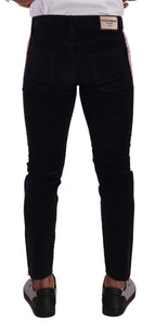 Blue Corduroy Cotton Stretch Skinny Jeans