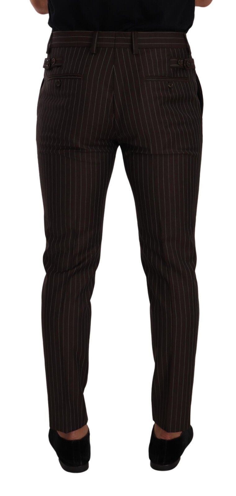 Brown Striped Wool Formal Trouser Dress Pants