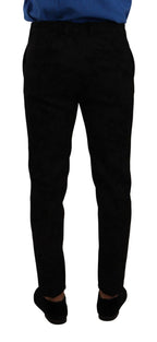 Black Brocade Skinny Formal Trouser Dress Pants