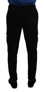 Black Viscose Skinny Cargo Trouser Pants