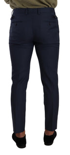 Dark Blue Wool Skinny Formal Dress Pants