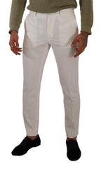 White Cotton Skinny Corduroy Trouser Pants