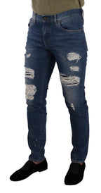 Blue Wash Cotton Stretch Slim Fit Denim Jeans