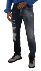 Blue Cotton Regular Denim Trousers Jeans