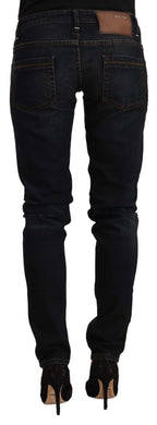 Black Washed Cotton Low Waist Slim Fit Denim Jeans