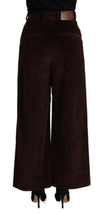 Black Cotton High Waist Trouser Wide Leg Pants