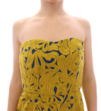 Blue Yellow Strapless Bubble Mini Shift Dress