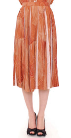 Brown Orange Below Knee Full Skirt