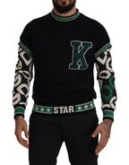 Black Green Cotton KING Star Crewneck Pullover Sweater