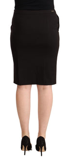 Black Straight Pencil Cut Knee Length Skirt