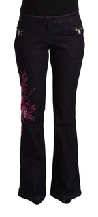 Black Cotton Stretch Mid Waist Cotton Flared Denim Jeans