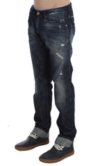 Blue Cotton Regular Straight Fit Jeans