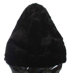 Black Weasel Fur Crochet Hood Scarf Hat
