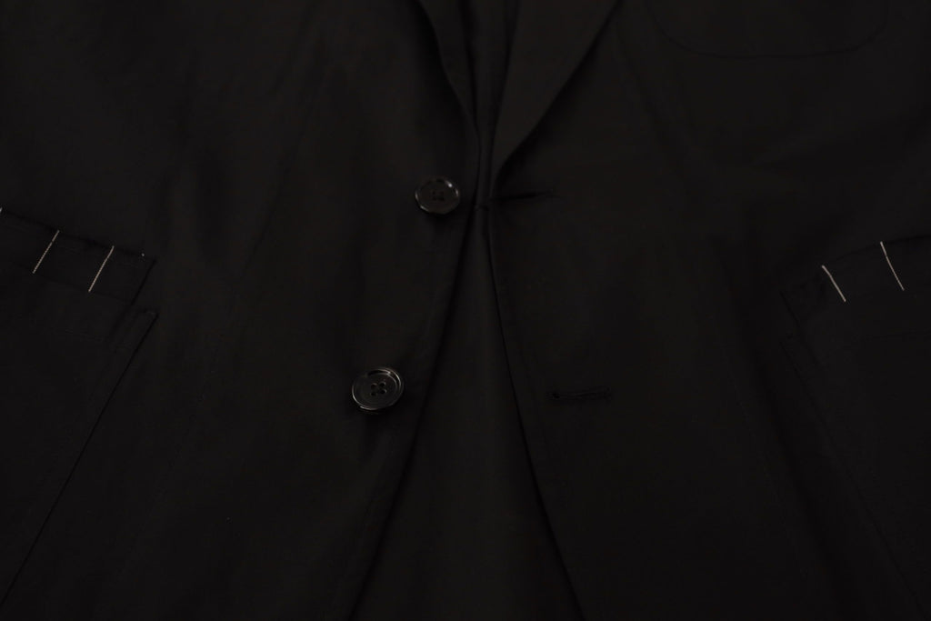 Black Cotton Single Breasted Blazer Jacket