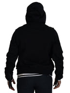 Black Polyester Hooded Full Zip Jacket