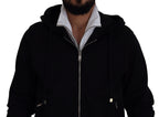 Black Polyester Hooded Full Zip Jacket