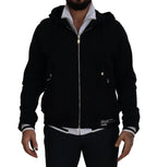 Black Polyester Hooded Full Zip Jacket