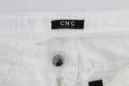 White Cotton Slim Fit Denim Bootcut Jeans